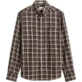 Gant para homem. 3262020 Camisa axadrezada castanha (S), Marrom, Casual, Clássico, Manga comprida, Lyocell, Taupe