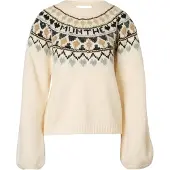 MUNTHE Pullover 'VAFFIE' creme / castanho / cinza fumado / preto