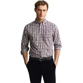 Gant para homem. 3263002 Camisa de popelina xadrez granada (4XL), Casual, Grená, Algodão, Manga comprida
