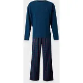 Tommy Hilfiger Pijama comprido azul real / vermelho cereja