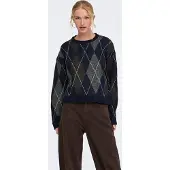 ONLY Pullover 'ONLRhombus' navy / cinzento / cinzento escuro / branco