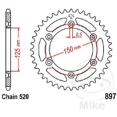 JT Sprockets Roda Dentada Traseira 520 Sc Jtr897.42sc Steel