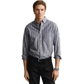Gant para homem. 3262005 Camisa de popeline mesclada às riscas cinza (XXL), Casual, Algodão, Clássico, Manga comprida
