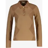 Gant para mulher. 4201610 Polo manga longa de losangos marrom (S), Casual, Algodão, Manga comprida