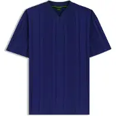 BOSS para homem. 50554645 T-shirt às riscas texturizadas azul-marinho (S), Casual, Algodão, Manga curta