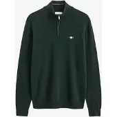 Gant para homem. 87313 Suéter de lã de ovelha com meio fecho verde (L), Casual