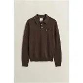 Gant para homem. 8060109 Camisola tipo polo de lã castanha (M), Marrom, Casual, Manga comprida