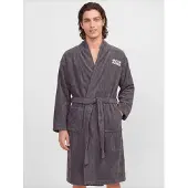 Jack & Jones Roupão comprido 'JACSOLID' cinzento escuro / branco