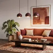 Luminex Candeeiro suspenso Sool, vermelho escuro, comprimento 65 cm, 3 lâmpadas, metal,