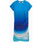 Desigual , Vestido curto com saia drapeada, PoliÉSter, Azul, S