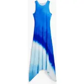 Desigual , Vestido franzido tie-dye, Viscose, Azul, L