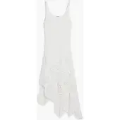 Desigual , Vestido midi de crochê, Branco, XL