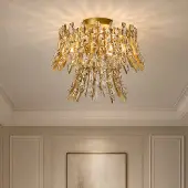 Searchlight Candeeiro de teto Monarch, dourado/transparente, vidro, metal, E14