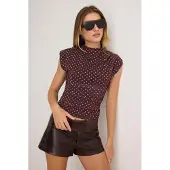 Trendyol Blusa castanho escuro / branco