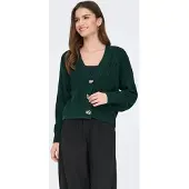 ONLY Casaco de malha 'JDYJUSTY' bege / verde escuro / preto