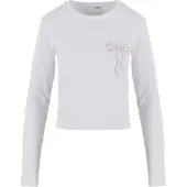 Miss Tee Camisa 'Bow Oneliner' magenta / branco
