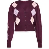 GUESS Casaco de malha 'GRACIE ARGYLE' ameixa / rosé / borgonha