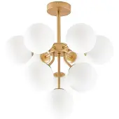 LUCANDE Candeeiro de teto Peyton, 10 lâmpadas, dourado/branco, vidro