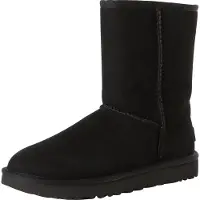Ugg para mulher. 1016223 Classic Short II botas de tornozelo de couro preto (37), Plano, Nenhum, Casual
