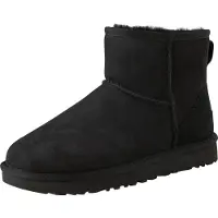 Ugg para mulher. 1016222 Clássico Mini II botas de tornozelo de couro preto (41), Plano, Nenhum, Casual