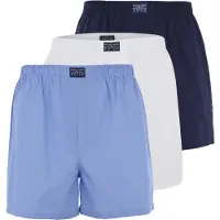 Ralph Lauren para homem. 714610864001 Conjunto de 3 boxers de algodão azul, azul-marinho, branco (M), Homewear