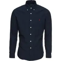 Ralph Lauren para homem. 710723610003 Camisa oxford de corte justo tingida de azul-marinho (M), Casual, Algodão, Clássico, Manga compri