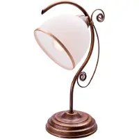 Lamkur Candeeiro de mesa Roma, metal, vidro, branco, castanho, altura 39 cm