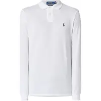 Ralph Lauren para homem. 710680790001 Pólo de piqué Slim Fit personalizado branco (XL), Casual, Algodão, Manga comprida