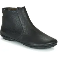 Camper para mulher. K400313-002 Botas de Couro Preto Nina de Couro no Tornozelo (36), Plano, Zíper, Casual