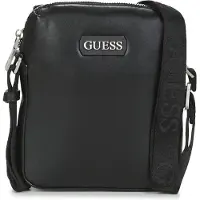 GUESS , Dan, Porta-documentos, Bolsa de ombro de couro, Preta, Mini, Masculina