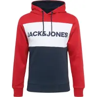 Jack & Jones Sweat-shirt carapuço JJELOGO BLOCKING homens - Vermelho - EU S
