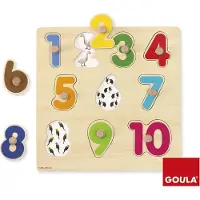 Jumbo Números De Madeira Encaixáveis Goula Puzzle 28x28x2.5 Cm 10 Peças