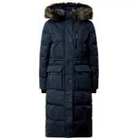 Superdry para mulher. W5010370A Casaco comprido de pele sintética Everest azul-marinho (S), Casual, Poliéster, Sustentável