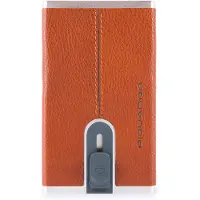 Piquadro Porta-cartões de crédito em pele preta com sistema de deslizamento quadrado PP4825B3R Homem