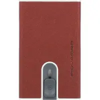 Piquadro , porta-cartão de crédito em couro, bordô, unissex