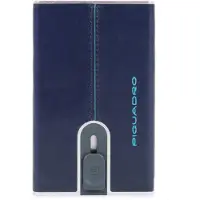 Piquadro Carteira em pele azul com sistema deslizante e porta-notas para homem