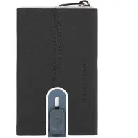 Piquadro , Porta-cartões de crédito em couro, sistema deslizante quadrado, PP5585B3R, preto, masculino