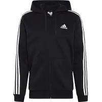 Adidas Casaco com capuz em fleece e fecho integral Essentials com as 3 Riscas