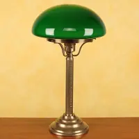 BERLINER MESSINGLAMP Candeeiro de mesa Hari em latão com abajur verde