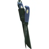Marttiini Martef Filleting Knife 15 826017T Stainless, Blue Rubber, faca fixa bainha de plástico