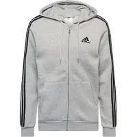 Adidas Casaco com capuz em fleece e fecho integral Essentials com as 3 Riscas