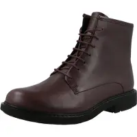 Camper para mulher. K400245-008 Botas de couro castanho-escuro Neuman Dark (42), Marrom, Plano, 1 a 3cm, Cordão, Casual