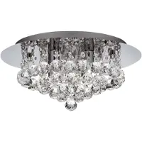 Searchlight Candeeiro de teto Hanna esferas de cristal de vidro cromado 35 cm