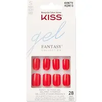 KiSS Gel Fantasy 28 Unhas Artificiais Coloridas Vermelhas 1 unidade