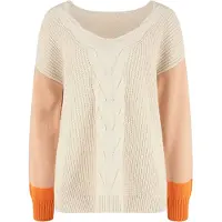 LASCANA Pullover 'Braid' creme / laranja / laranja claro