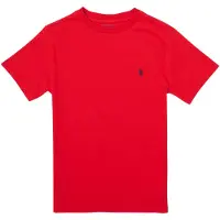 Ralph Lauren para menino. 323832904038 T-shirt de algodão com gola redonda vermelha ((M) 8/9años= 140/149cm), Vermelho, Casual, Manga c
