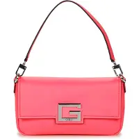 GUESS , Brightside, poliuretano, bolsa de tecido, logotipo 4G, rosa neon, feminina