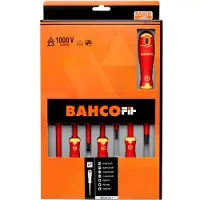 Bahco Conjunto De Chaves De Fenda Insulated Fit Slotted And Pozidriv With Multi-component Handle 7 Unidades
