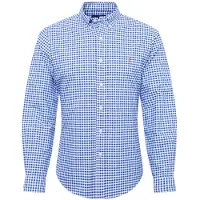 Ralph Lauren Camisa azul / conhaque / branco