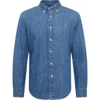 Ralph Lauren para homem. 710792043001 Camisa de ganga personalizada azul (M), Casual, Algodão, Manga comprida, Marinho